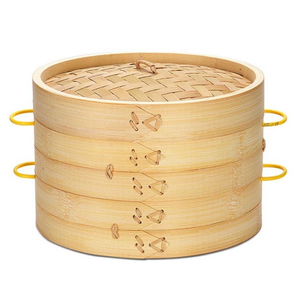 Anti-scald with Handle Fish Vegetables Buns Making Cooking Kitchen Tool Basket Bamboo Steamer Cage