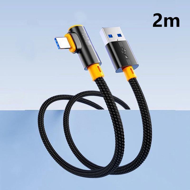 USB на Type C 240 Вт Угловой Кабель для Передачи Данных для Быстрой Зарядки 1 шт. Прочный Игровой Шнур для Офиса или Путешествий