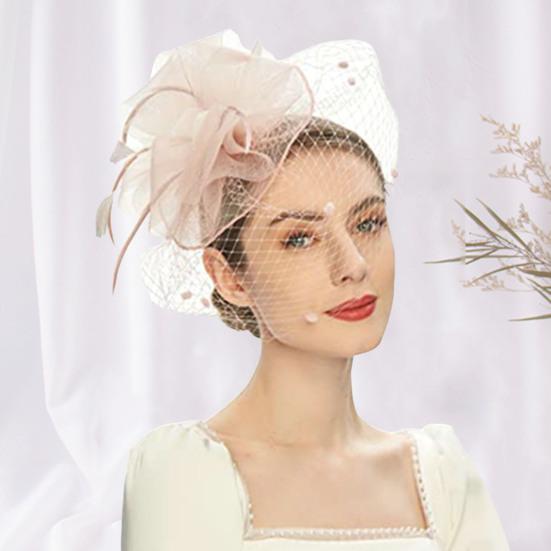 Fascinator Hat Sheer Mesh Large Flower Veil Retro Elegant Photo Prop Hair Accessory Women Wedding Cocktail Tea Party Bridal Cap Party Wear