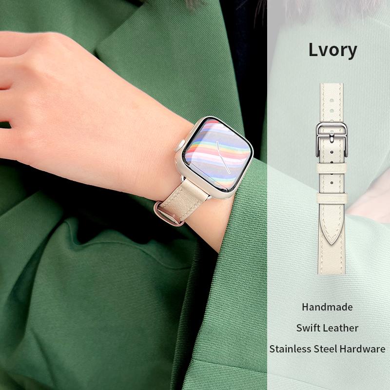 Кожаный ремешок 14 мм для Apple Watch Bands 45 мм 38 мм 49 мм 40 мм 42 мм 41 мм женский браслет для умных часов iWatch All Series