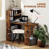 120cm Computer Desk, Wooden PC Laptop Table with 6-Tier Storage Bookshelves, Home Office Working Study Desk, Writing Workstation