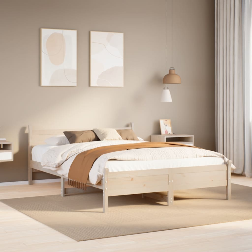 Solid Wood Bed without Mattress 135 x 190 cm Pine Wood