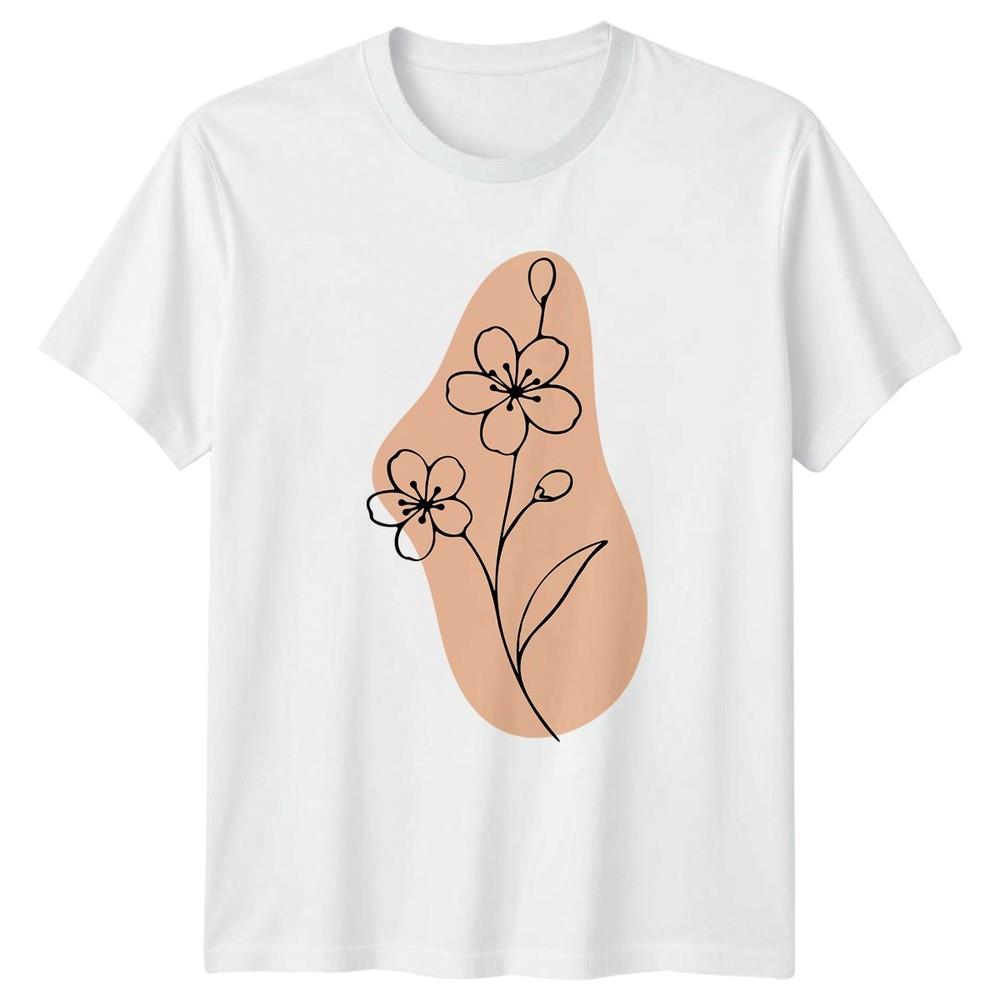 Minimalist Line Art Floral Bloom TShirt Botanical Illustration Nature Birthday