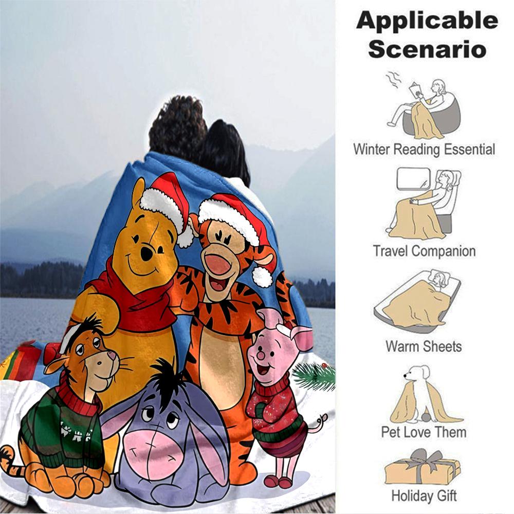 Christmas Winnie Pooh Party Blanket Soft Throw Blanket For Home Bedroom Bed Sofa Travel Office Solid Christmas Blanket