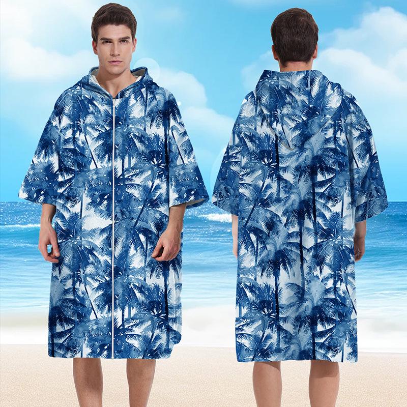 Microfiber Hooded Poncho Quickdry Beach Bathrobe For Adults