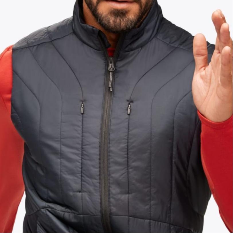 HOKA One One Жилет от холода Однотонный Сшитый Воротник-стойка Молния Без рукавов Мужские жилеты Черный 1141733-BLK