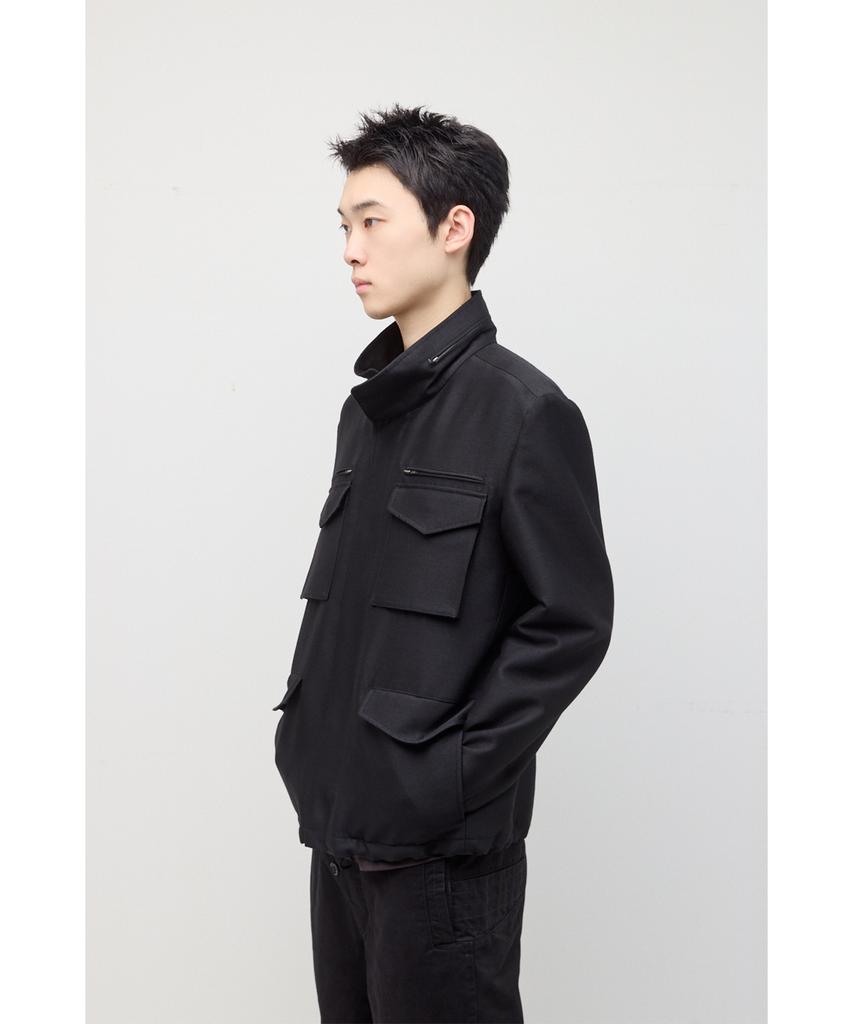 HATCHINGROOM Silent M65 Jacket Wool/Silk Black