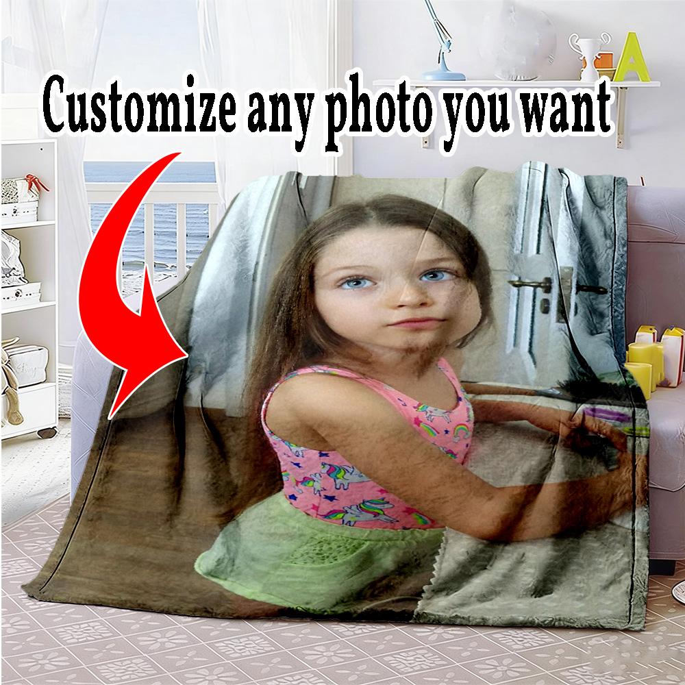 Customize Photos Customize image Blanket Gift Customizable Blanket Soft & Cozy Great for Nap Bedding Living Room Couch Four Seasons Multipurpose