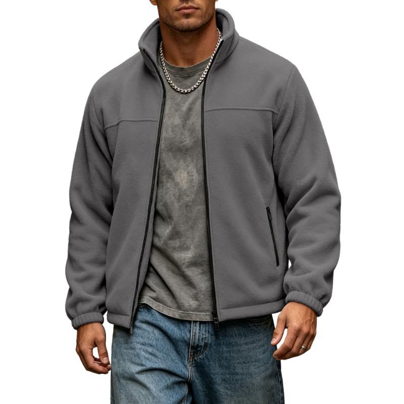 Men S Casual Fleece Lined Stand Collar Zip Up Sweatshirt