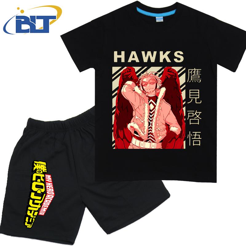 My Hero Academia anime costume kids T-shirt set pure cotton short-sleeved shorts 2-piece set for boys and girls