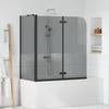 Black Bathtub Shower Screen 120 x 68 x 130 cm