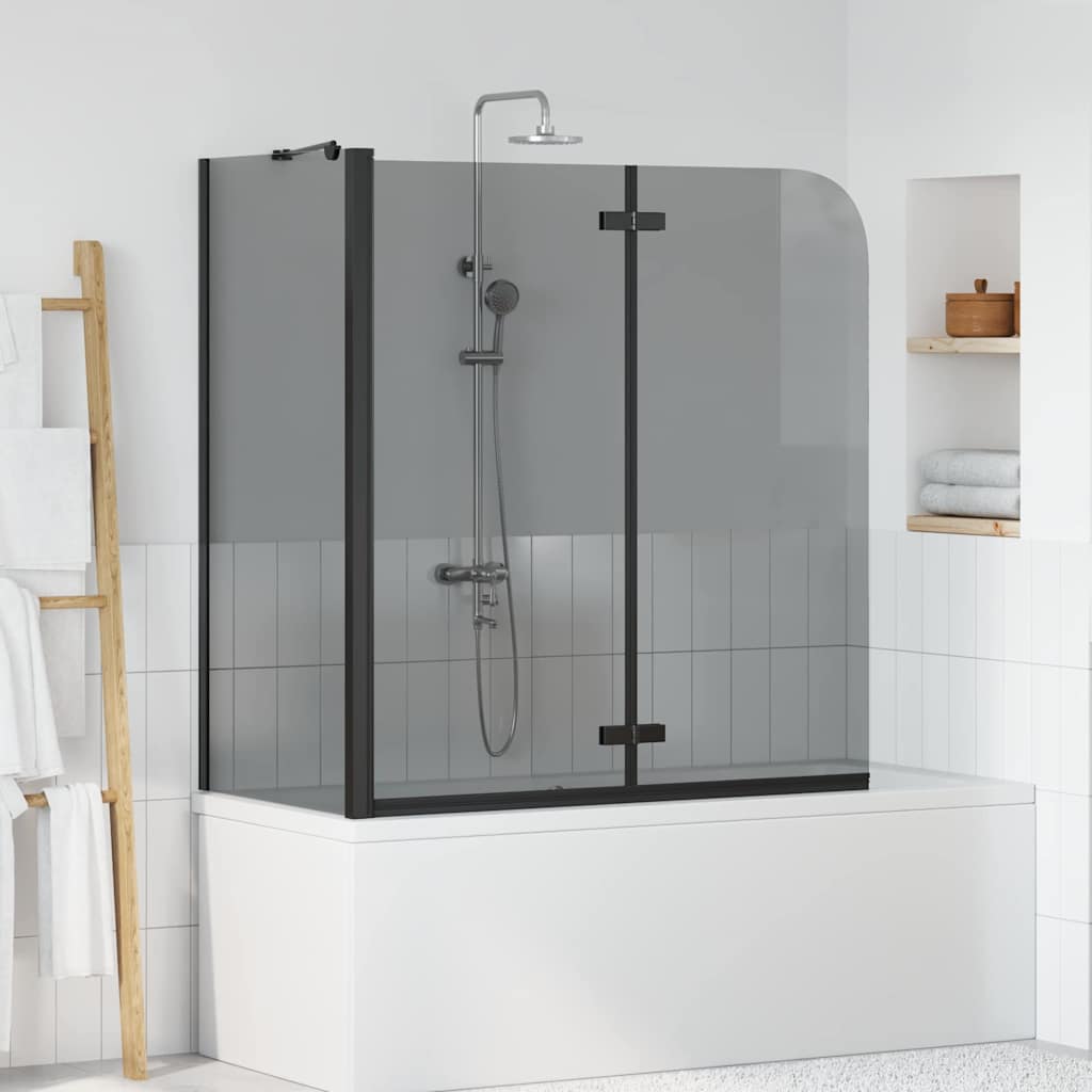 Black Bathtub Shower Screen 120 x 68 x 130 cm