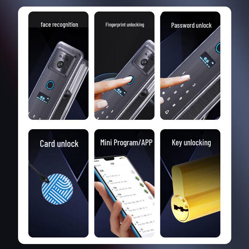 Gepai G6S 3D Face Recognition Smart Fingerprint Door Lock with Cat's Eye