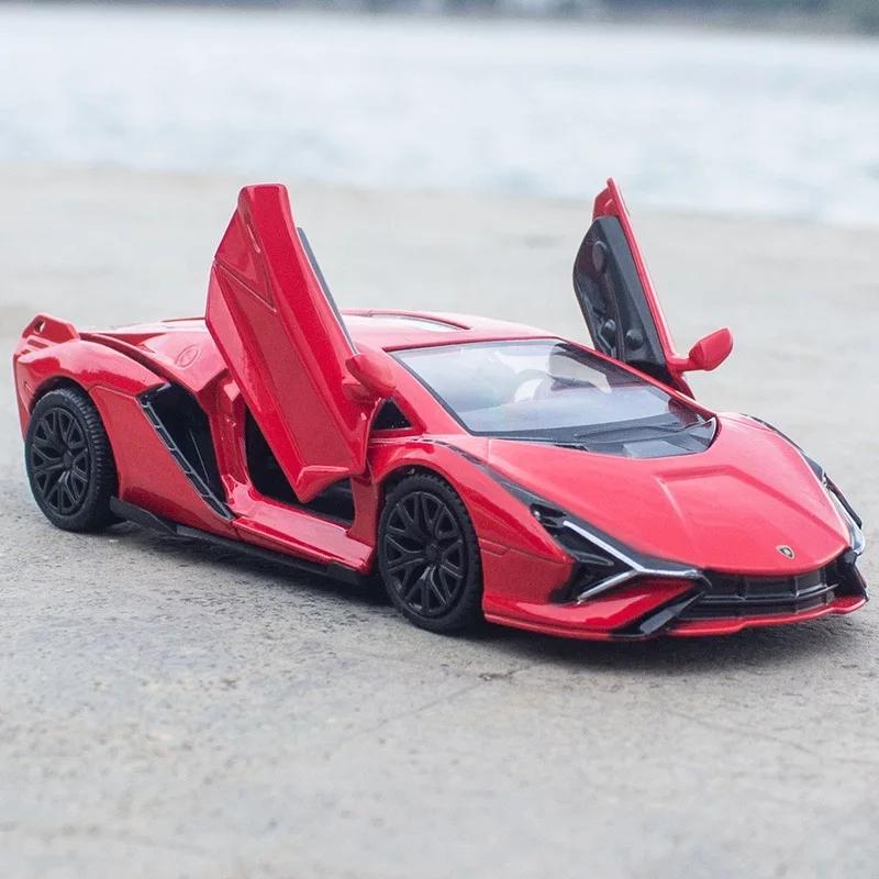 5-дюймовая металлическая модель автомобиля, литая под давлением и игрушечная машинка Lamborghini Sian Supercar RMZ city 1:36 моделей из сплава, подарки для детей
