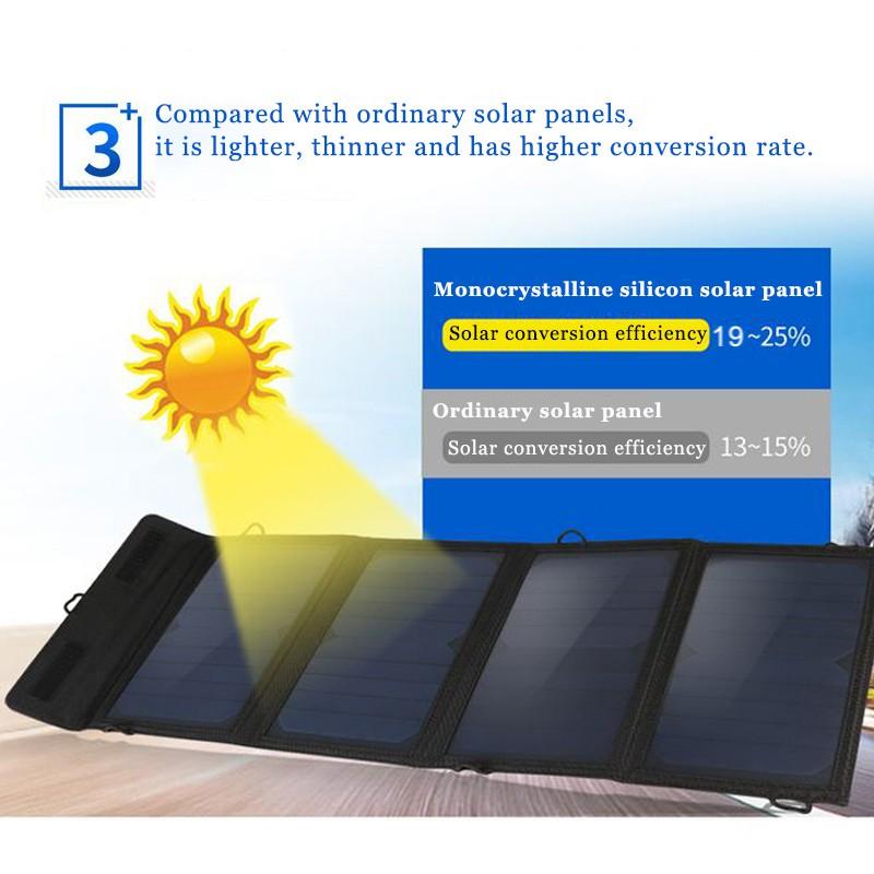 Наружные солнечные панели с USB-портом 20 Вт, портативное складное водонепроницаемое зарядное устройство для солнечной панели, внешний аккумулятор для телефона