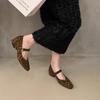 Women's Chunky Single Shoes Autumn New Fashion Square Head Shallow Mouth Suede Leopard Soft Sole Non-slip Low Top Shoes