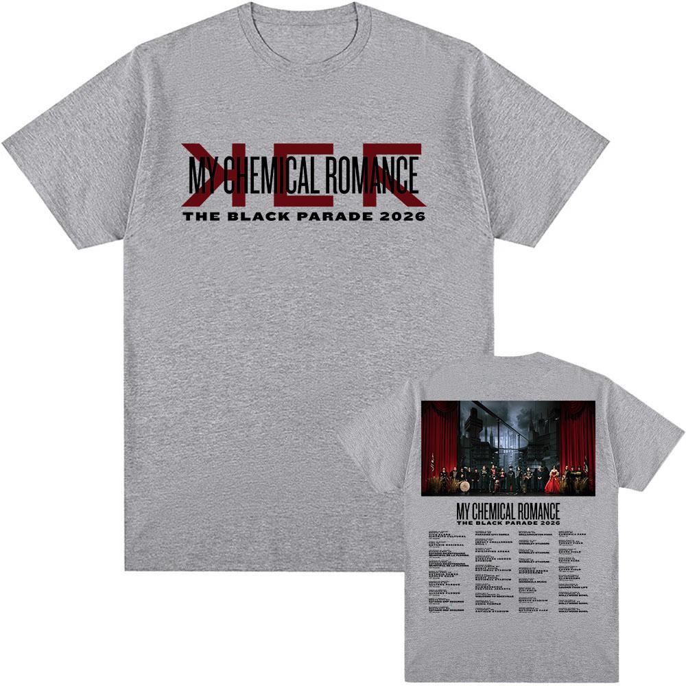 THE BLACK PARADE 2026 Tour Tshirt Rock Band My Chemical Romance Tshirts Short Sleeve Cotton Loose T Shirt Unisex Streetwear Unisex