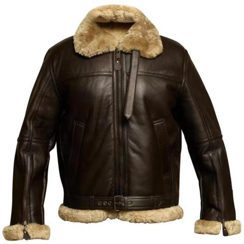 Thickened heavy craft men's fur integrated coat long sleeve fur jacket