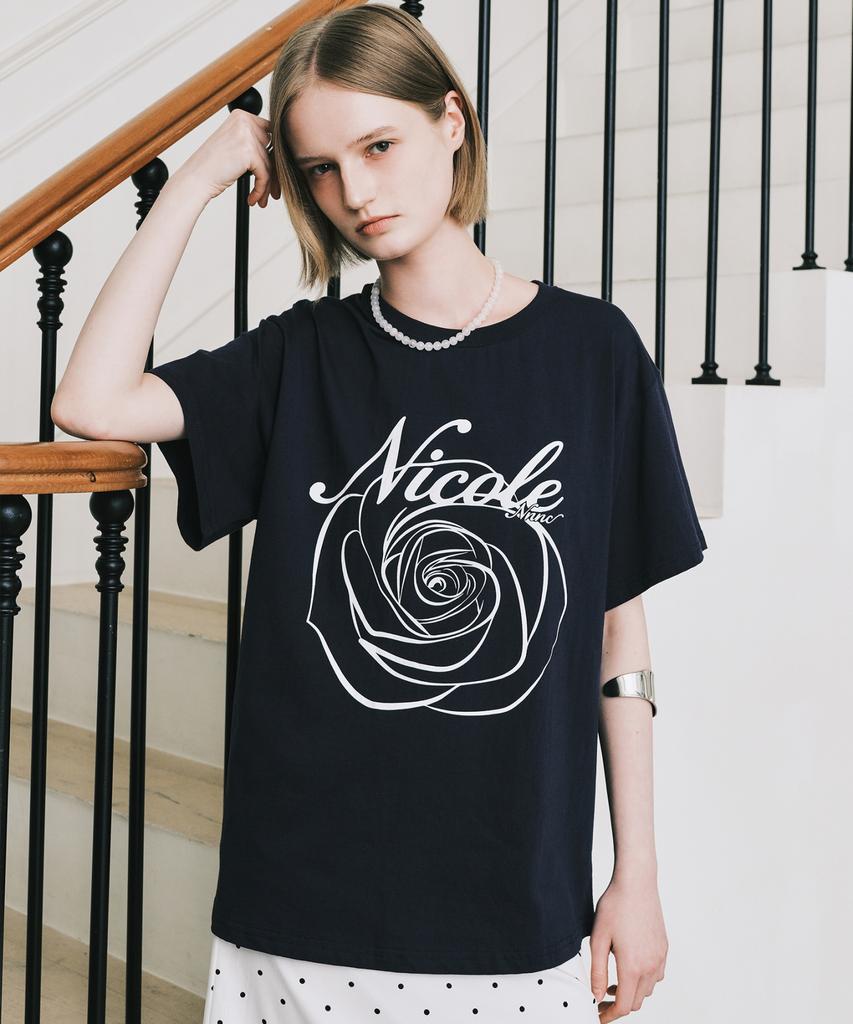 Nigaennikol Nicole Rose Топ с рукавами_Темно-синий Белый