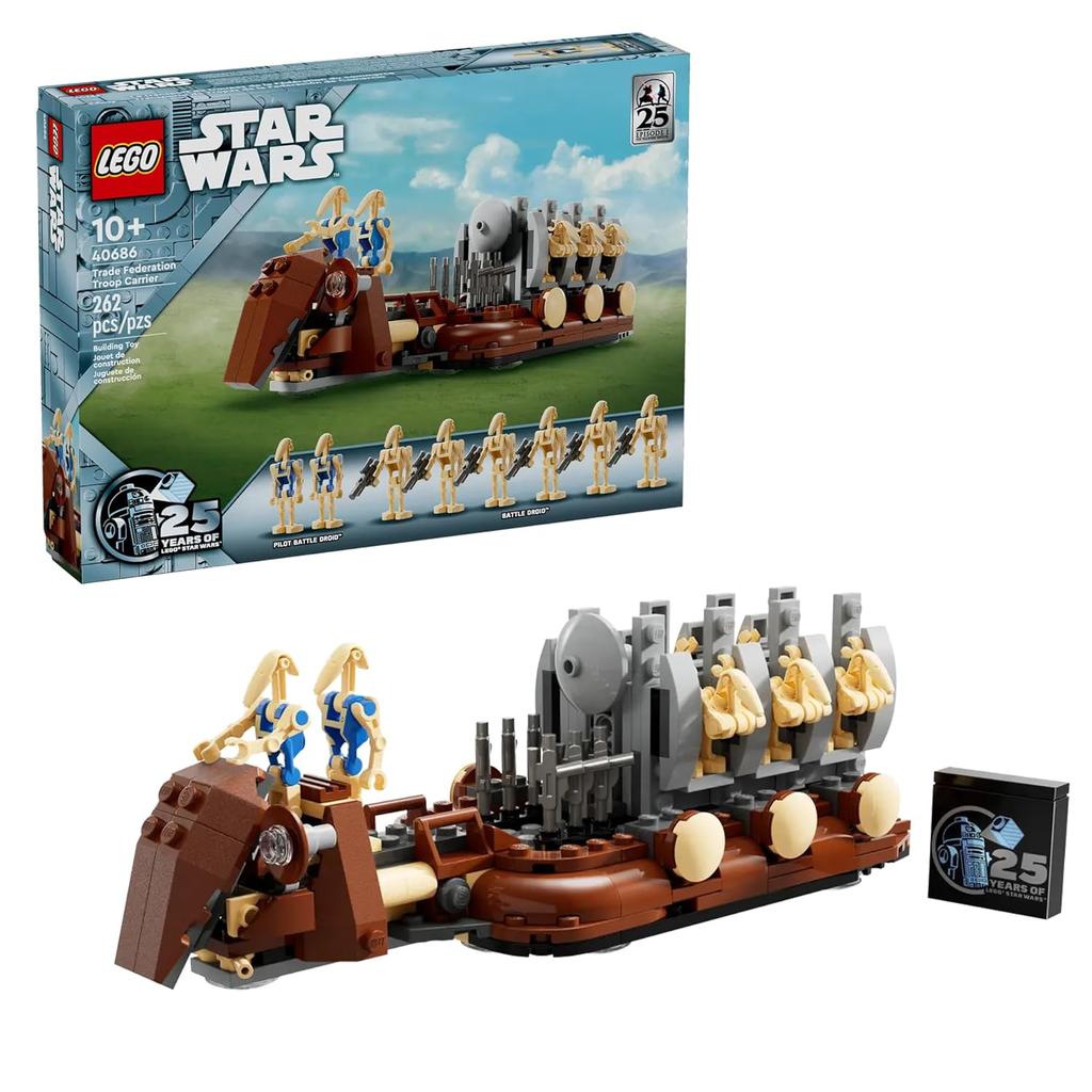 LEGO Star Wars 25th Anniversary GWP 40686 Trade Federation Troop Carrier Building Model - Includes 8 figures celebrating Phantom Menace iconic rack