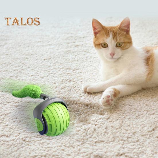 Интерактивная игрушка-мяч для кошек, перезаряжаемая через USB, катящаяся игрушка-мяч с двухскоростной регулировкой, автоматическая движущаяся игрушка для кошек с хвостом для домашних кошек