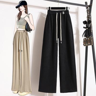 Новая женская одежда с высокой талией, обтягивающие свободные прямые брюки с вышивкой, повседневные брюки для мытья полов