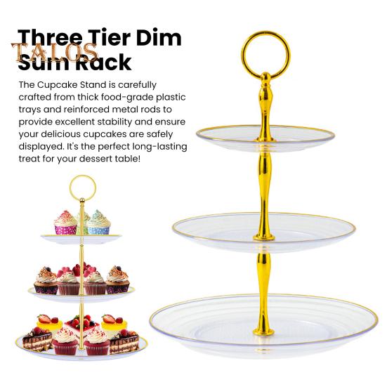 3-х уровневая подставка для кексов, чашка с золотыми краями, чашка для торта, десертная башня, пластиковый многоуровневый поднос, металлический стержень, украшение для детского душа, свадьбы, дня рождения