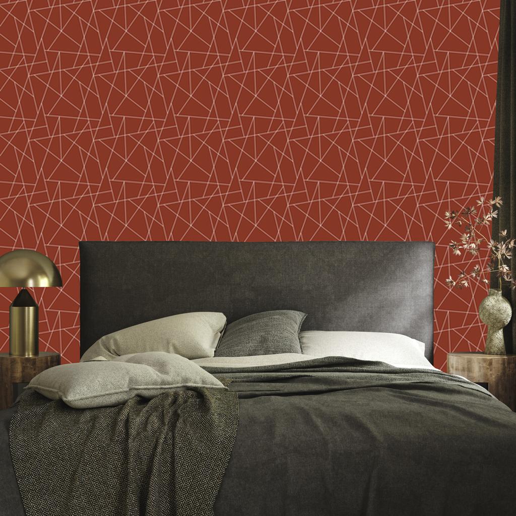 Wallpaper Geometric pattern red, red center 50x1000