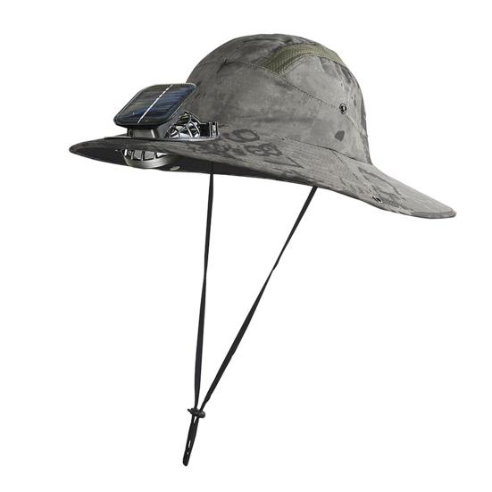 Рыбацкая шляпа с вентилятором на солнечной батарее с широкими полями, ветрозащитная шляпа для рыбалки, кемпинга, пешего туризма, защиты от солнца для мужчин