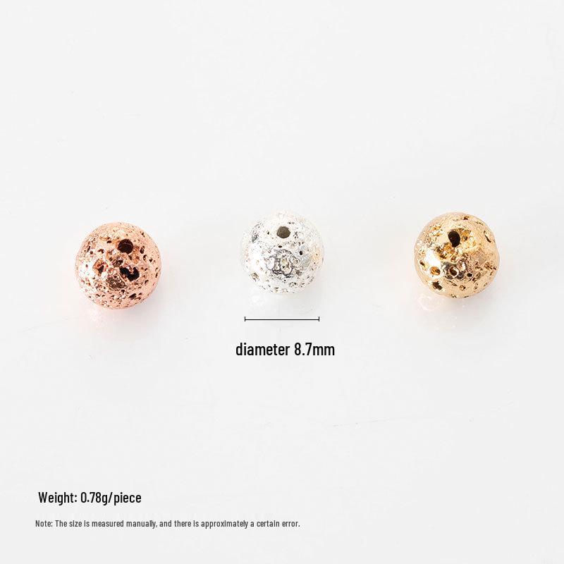 50 круглых бусин из вулканического камня для изготовления украшений своими руками, серег, браслетов, одежды, сумок и аксессуаров