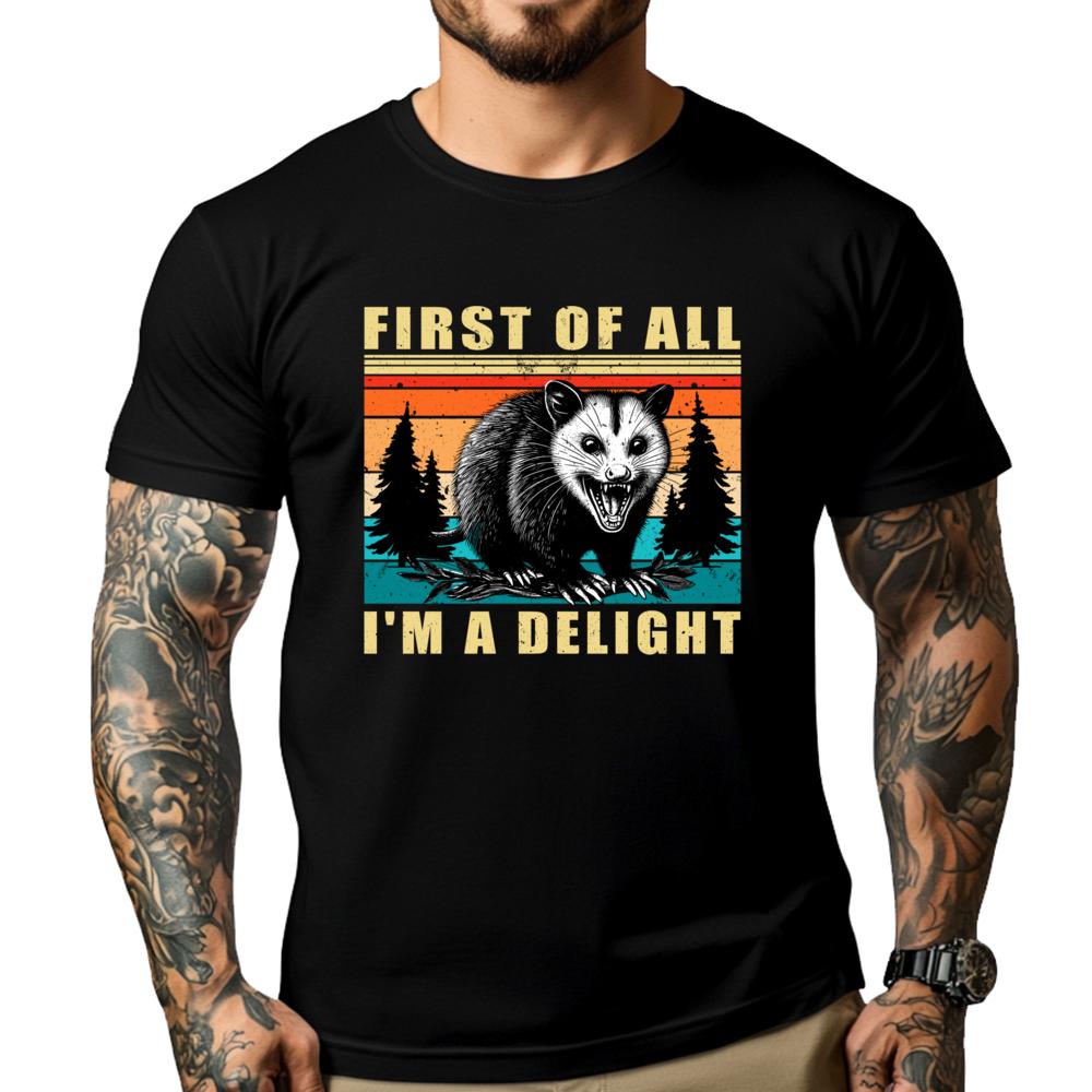 First Of All I M A Delight Angry Opossum Possum Wholesale Tshirts 100 Pcs T-Shirt Tops T Shirt Character