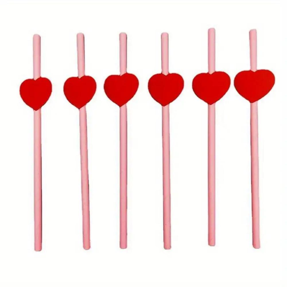 20Pcs Degradable Heart Paper Straws Eco-friendly Disposable Drinking Straw  Chinese Valentine's Day