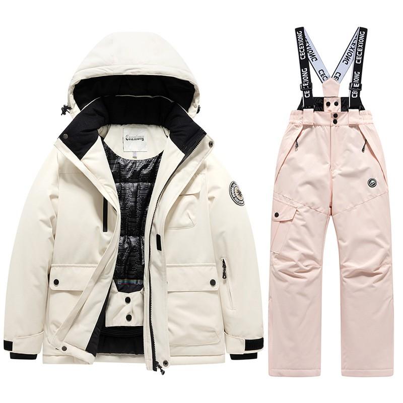 Kids Ski Suit Set Winter Waterproof Windproof Thermal Snowsuit Boys Girls 6-16 Years Outdoor Snow Travel