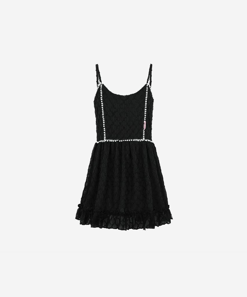 NEWALRIN Платье без рукавов с оборками и кружевом(3Colors)