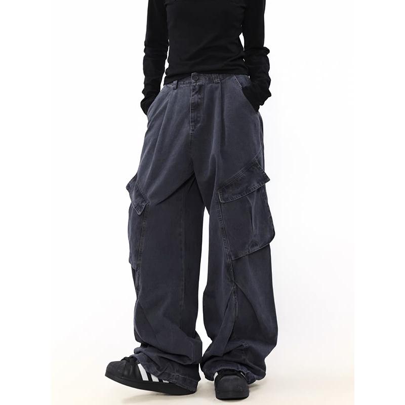 Women's Green Y2k Cargo Jeans Baggy Harajuku Aesthetic Denim Trousers Vintage Jean Pants Japanese 2000s Style Clothes