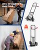 Hand Truck, 272 kg Load Capacity, Heavy-Duty Hand Truck Dolly with Wheels & Telescoping Handle, Portable Trolley Dolly with Tie-down Strap for Moving