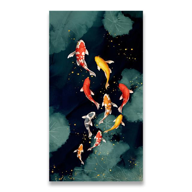 Китайский стиль золотой кои холст картина настенное искусство фэн-шуй рыба печать плакатов карп лотос пруд картина комната Hoom Декор Куадрос без рамки
