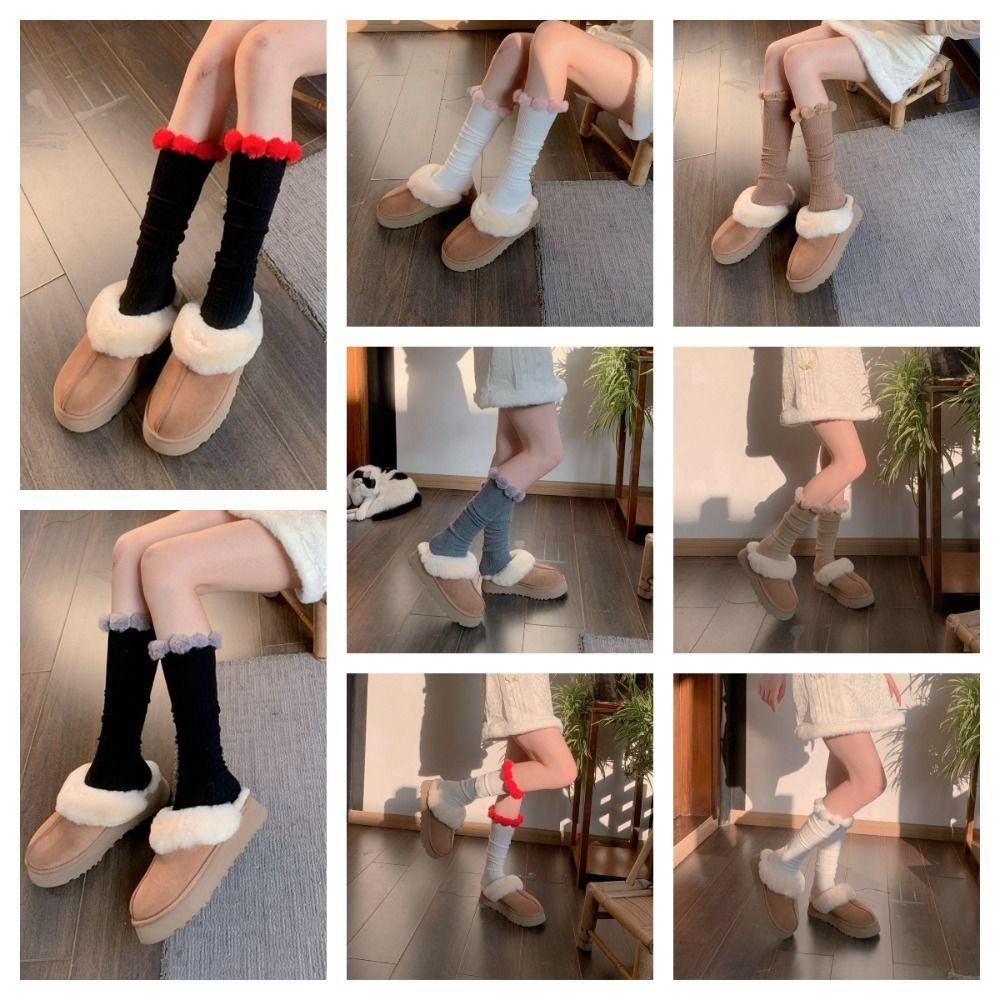 Thick Warm Mid Tube Socks Lolita JK Knit Socks Women Sweet Cotton Mid-Calf Socks  Women