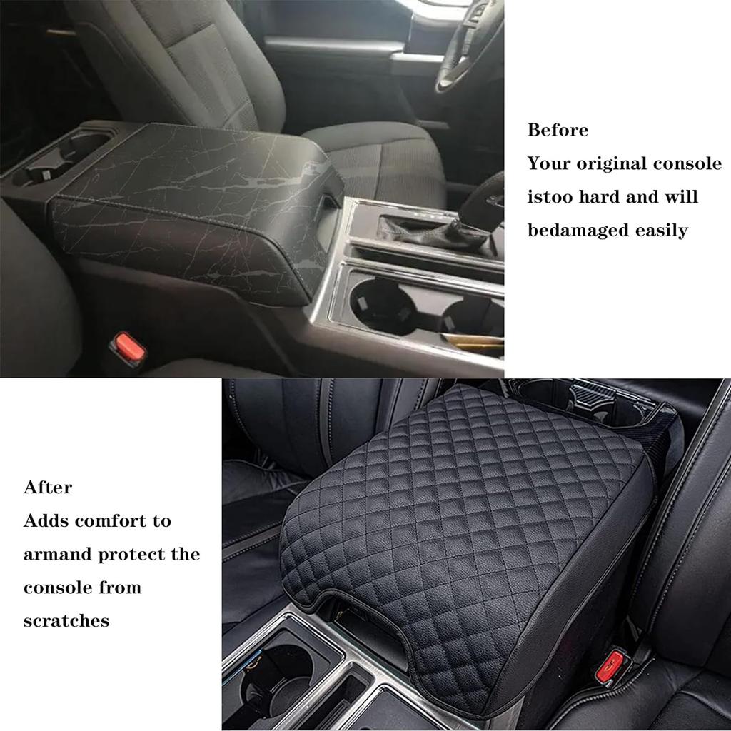 Чехол на центральную консоль подходит для Ford F150 2015-2020, F250 F350 F450 2017-2022 и Expedition 2018-2023 Кожаный подлокотник Защитный чехол Подлокотник