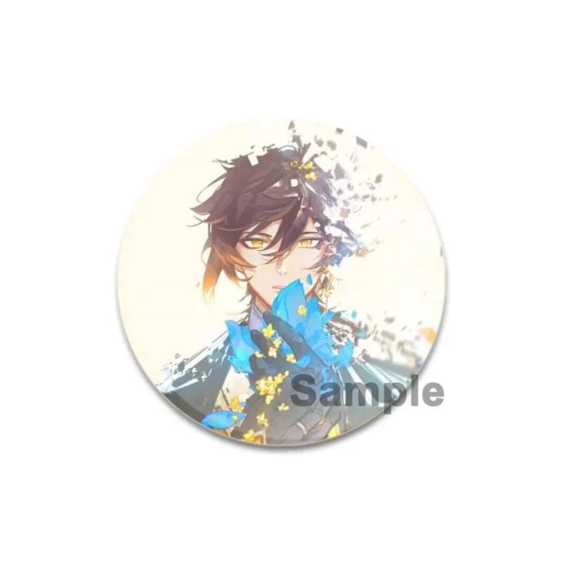 32/44/58mm Anime Genshin Impact Badge Zhongli Cartoon Brooches On Backpack Clothes Handmade Round Enamel Pins for Jewelry Gift Accessories