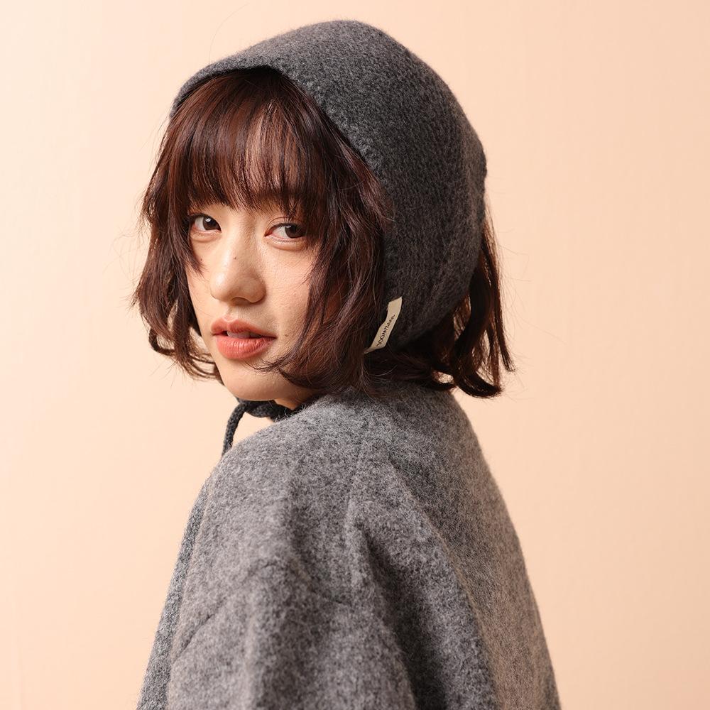 Осенне-зимняя женская красная вязаная повязка на голову с защитой ушей, новая женская студенческая теплая модная универсальная шапка-шарф для защиты ушей