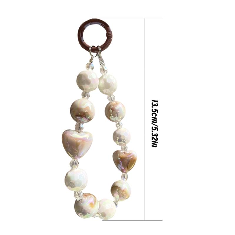 Handmade Beaded Phone Chain Elegant Crystal Wristlet, Fashionable Wrist Lanyard Accessories Suitable for Smartphone Bags