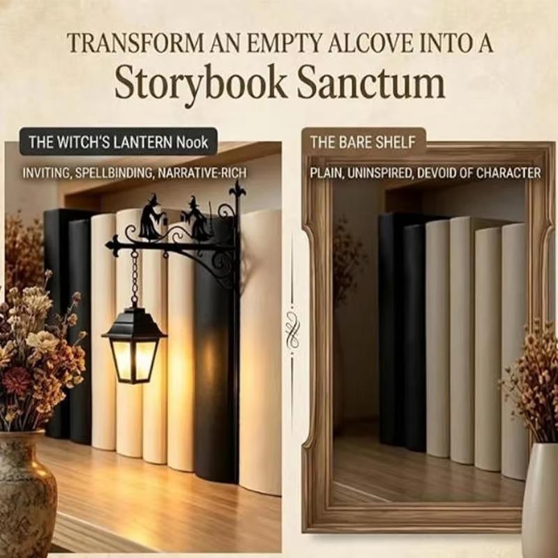 Винтажный подвесной книжный шкаф-фонарь с теплым светодиодным светом и металлическим кронштейном для домашнего декора