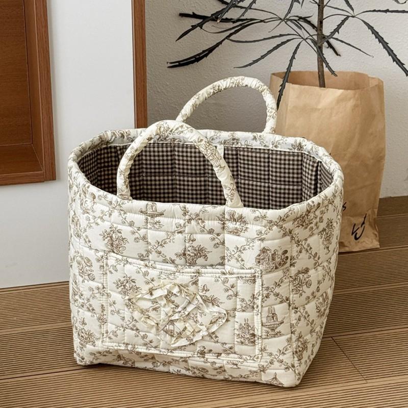Foldable Fabric Storage Basket With Floral Print Large Capacity Laundry Hamper Bedroom Dorm