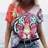 Женская футболка с принтом тигра и льва 3D Футболка с коротким рукавом для женщин Топы Летняя дышащая футболка