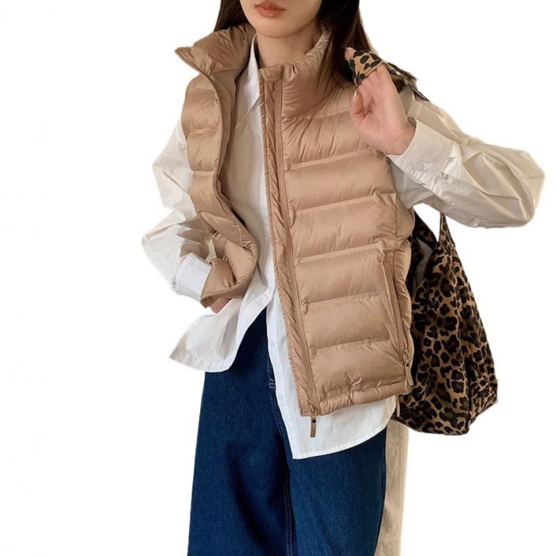 Womens Lightweight Down Cotton Vest 2025 Fall Winter Stand Collar Warm Sleeveless Coat