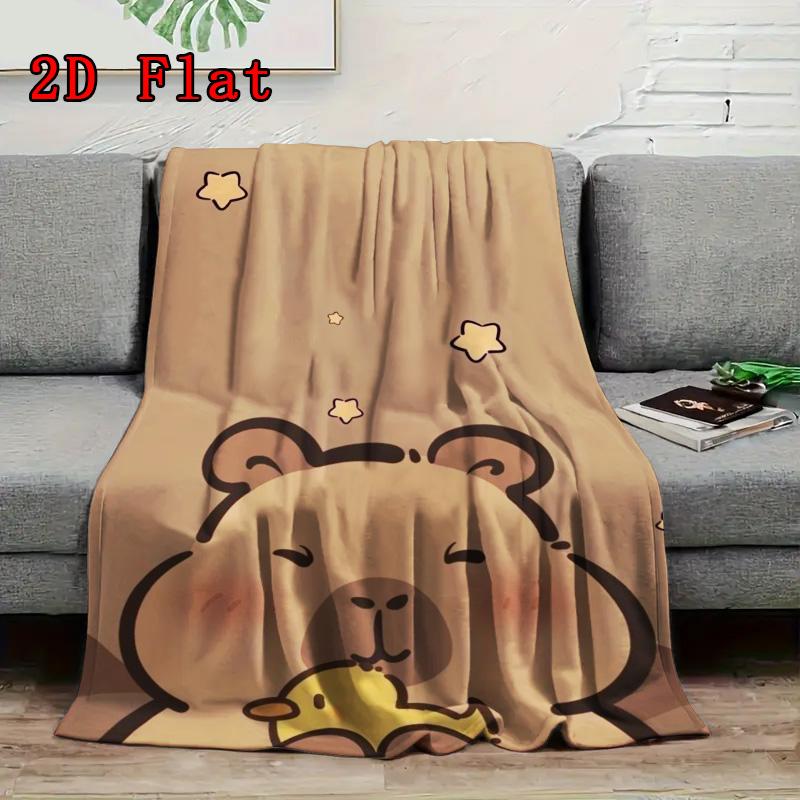 Capybara 2D Flat Pattern Flannel Blanket High quality All Seasons Warmth and Comfort Perfect for Christmas Gifts.MMT0918357