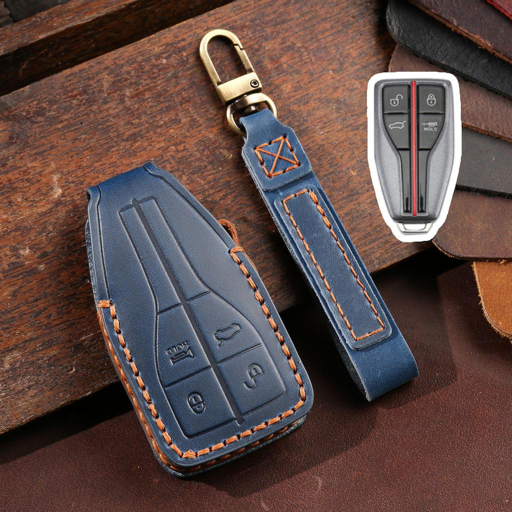 Genuine Leather Key Cover for Hongqi H5, H7, HS5, HS7 - Premium Car Remote Shell and Buckle