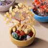 1PC Crystal Colorful Tea Cup Base Fashion Copper Wire Wrapped Natural Feng Shui Trees Home Decor Tabletop Ornaments