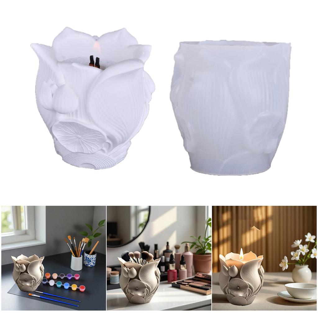 Форма для силиконовых лотосов для DIY изделий из смолы и цемента и домашних украшений, декоративная форма для подсвечника